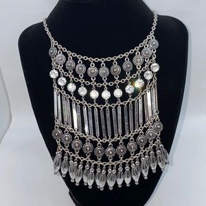 Boho Silver Statement Necklace